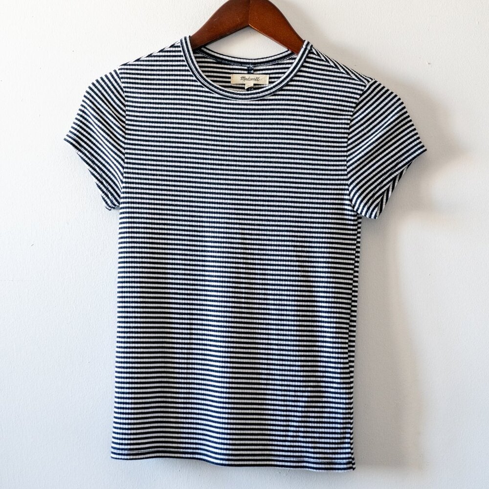 NWOT Madewell XS Blue and White Striped Tee